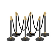 VEVOR Stanchions e Corde di Velluto, 6 Pz Barriere di Controllo Folla con 4 Corde di Velluto Nere, Posto in Acciaio Inossidabile