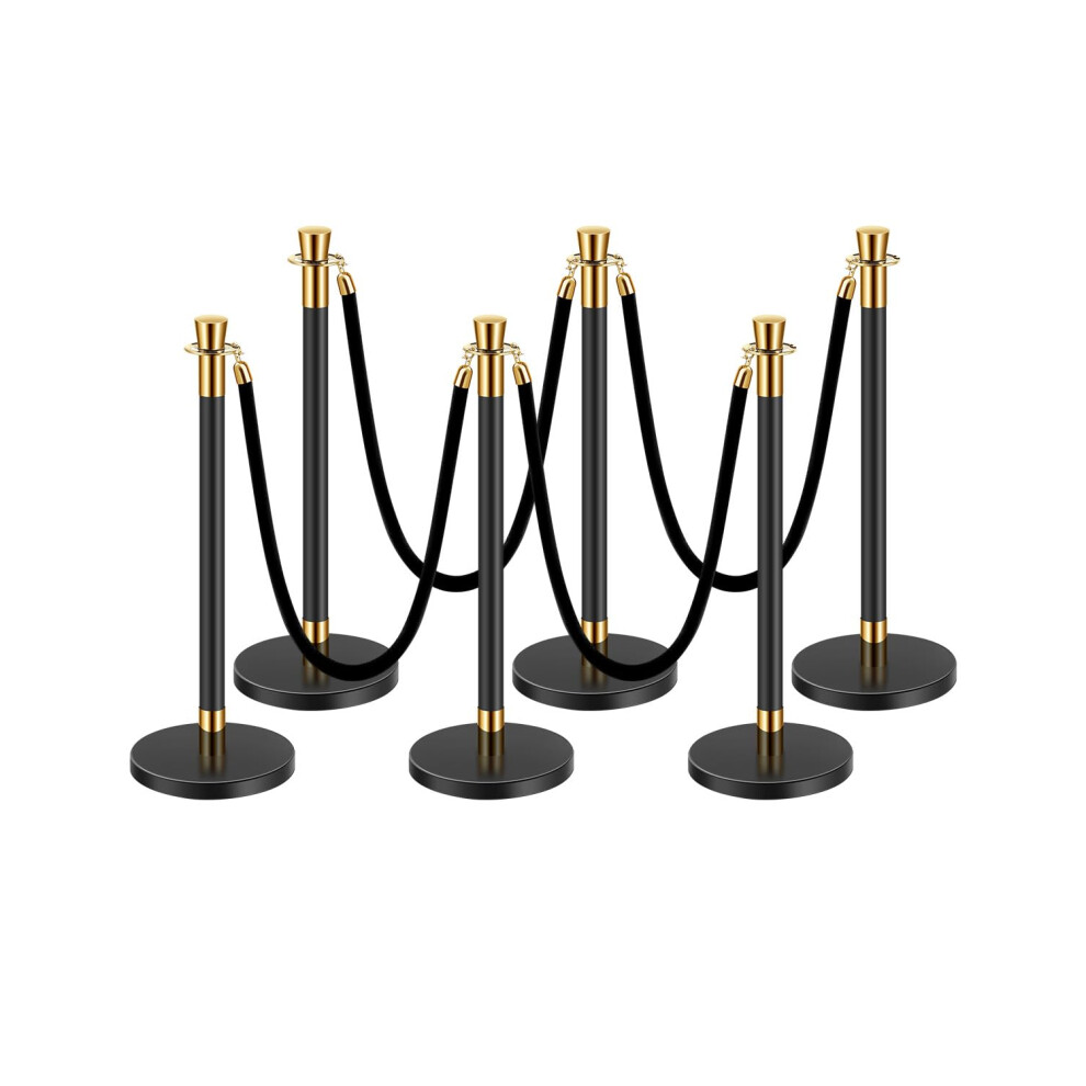 VEVOR Stanchions and Velvet Ropes  6 Pcs Crowd Control Barriers with 4 Black Velvet Ropes  Stainless Steel Stanchion Post Queue with Sand Injection Ho