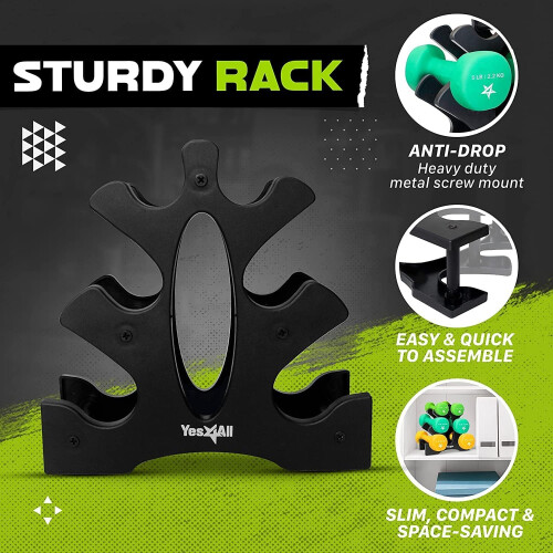 Dumbbell Neoprene 2-3-5lb pair + Plastic Rack 2