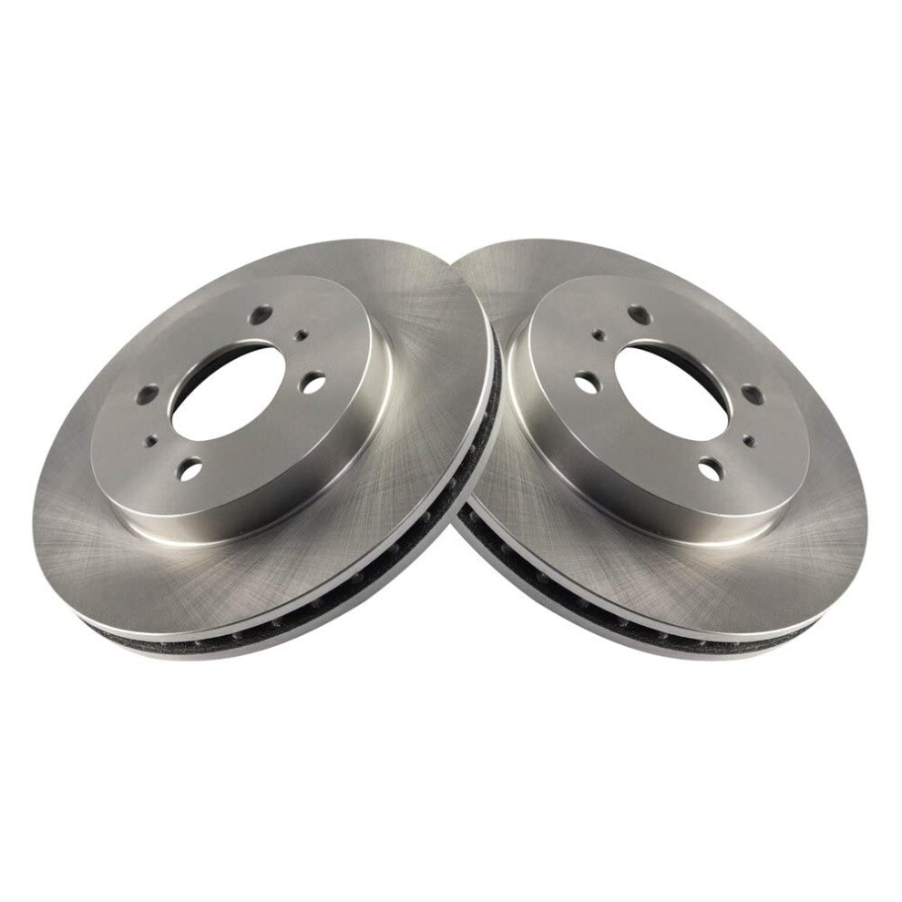 Trq Front Brake Rotors Set Vented Compatible With 2002-2006 Mitsubishi Lancer 1999-2002 Mirage 191213752647