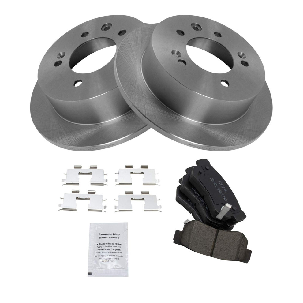 Trq Rear Brake Pad & Rotor Kit Brake Pads Brake Rotor Ceramic Compatible With 2007-2010 Hyundai Elantra 191213109953
