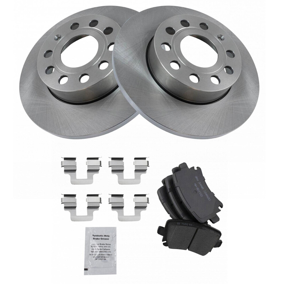Trq Rear Brake Pad & Rotor Kit Brake Pads Brake Rotor Ceramic Solid Compatible With 2008-2010 Audi A3 A3 Quattro 2010 Volkswagen Golf 2005-2010 Jetta 191213196113