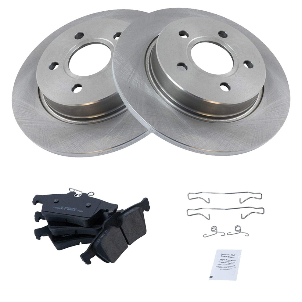 Trq Rear Brake Pad & Rotor Kit Brake Pads Brake Rotor Ceramic Compatible With 2012-2018 Ford Focus 191213119075