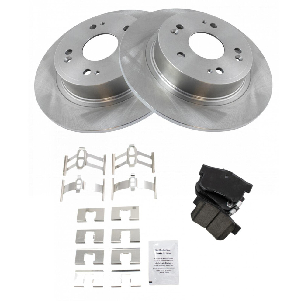 Trq Rear Ceramic Brake Pad & Rotor Lh & Rh Set Kit For 05-07 Honda Accord 191213110850