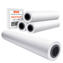 VEVOR Wide Format Paper 24 in x 150 ft Plotter Paper 4 Rolls CAD Bond Rolls with 2 in Core 20 LB Bond Paper Rolls Idea for CAD Drawings Engineeri