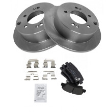 TRQ Rear Brake Pad & Rotor Kit Brake Pads Brake Rotor Ceramic Compatible with 2010-2013 Kia Soul