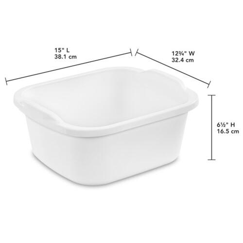 Sterilite 06478008 Durable Heavy-Duty Reinforced Multipurpose Plastic 12 Quart Kitchen Dishpan with Molded Handles White (24 Pack) 1