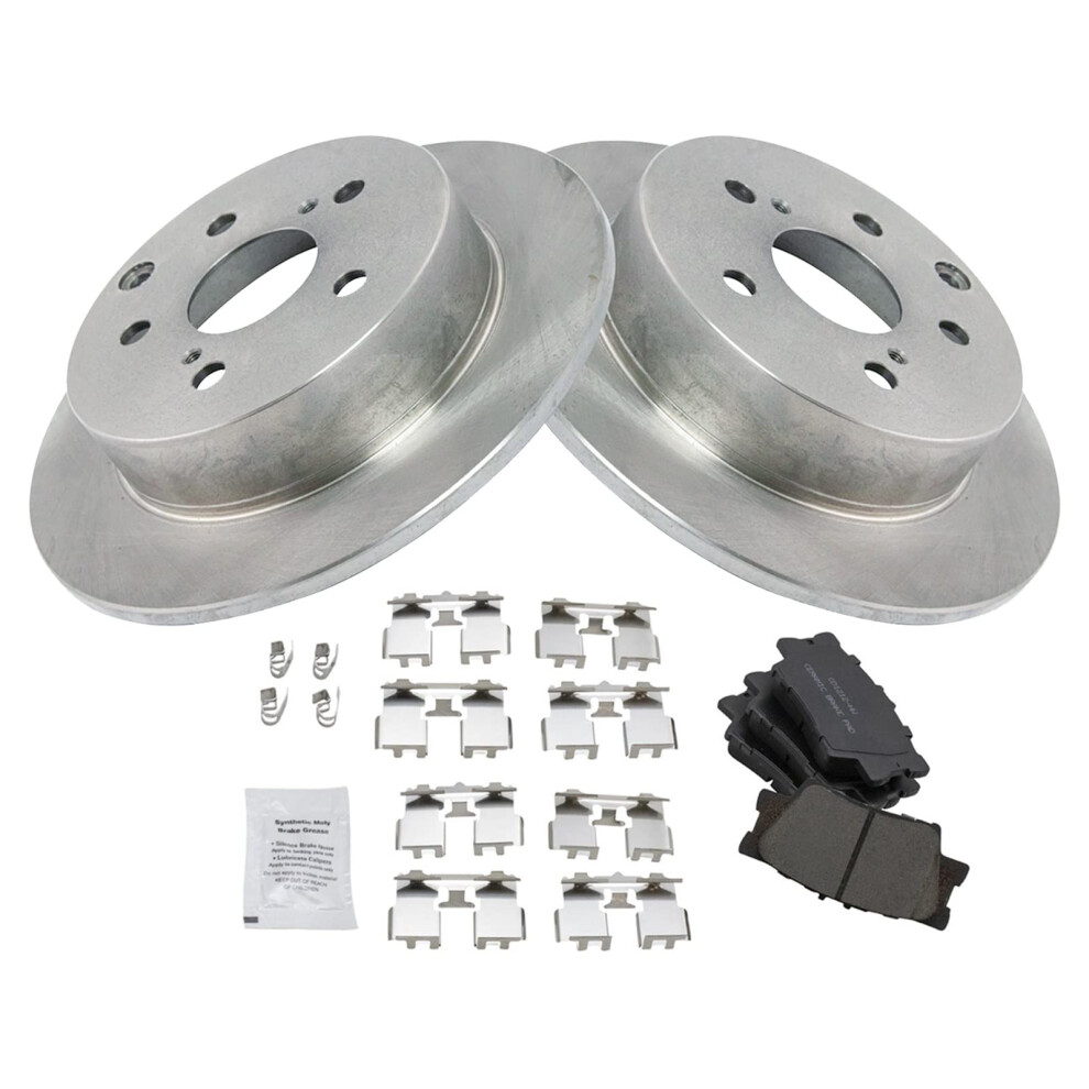 Trq Rear Brake Pad & Rotor Kit Brake Pads Brake Rotor Ceramic Compatible With 2009-2010 Pontiac Vibe 2009-2013 Toyota Matrix 191213111161
