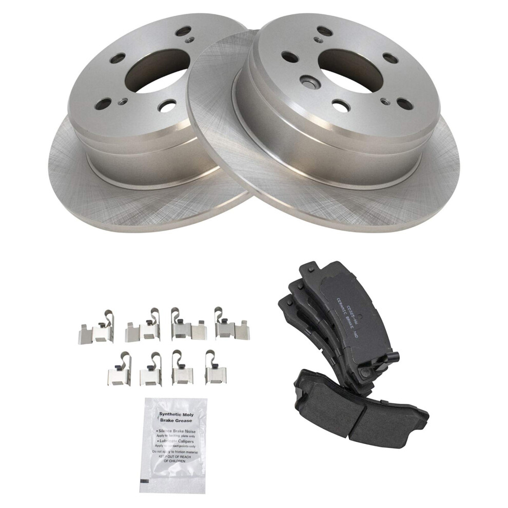 Trq Rear Brake Pad & Rotor Kit Brake Pads Brake Rotor Ceramic Compatible With 1997-1999 Lexus Es300 1992-1999 Toyota Camry 1999 Solara 191213113783