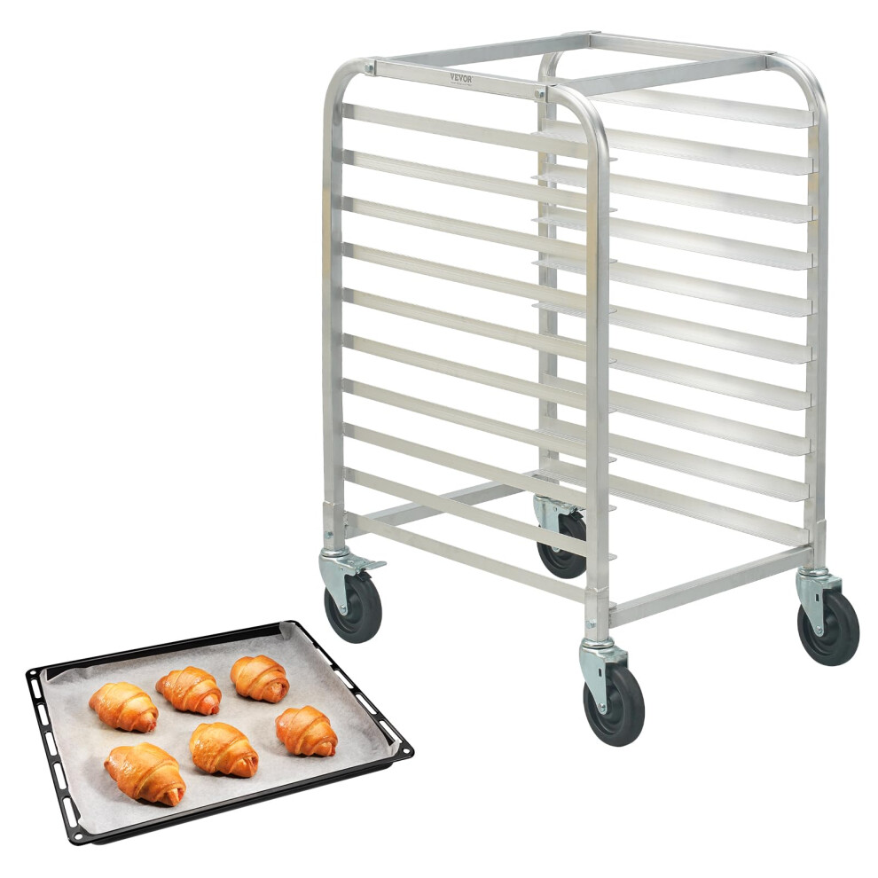 VEVOR 10-Tier Bun Pan Rack  Aluminum Racking Trolley Storage with Brake Wheels  Commercial Bakery Racks for Half & Full Sheet  Speed Rack For Kitchen