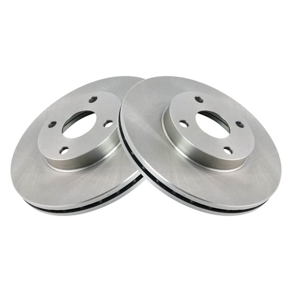 Trq Front Brake Rotors Set Vented Compatible With 1992-2003 Ford Escort 1992-1995 Mx-3 1990-1998 Protege 1992-1999 Mercury Tracer 191213772324