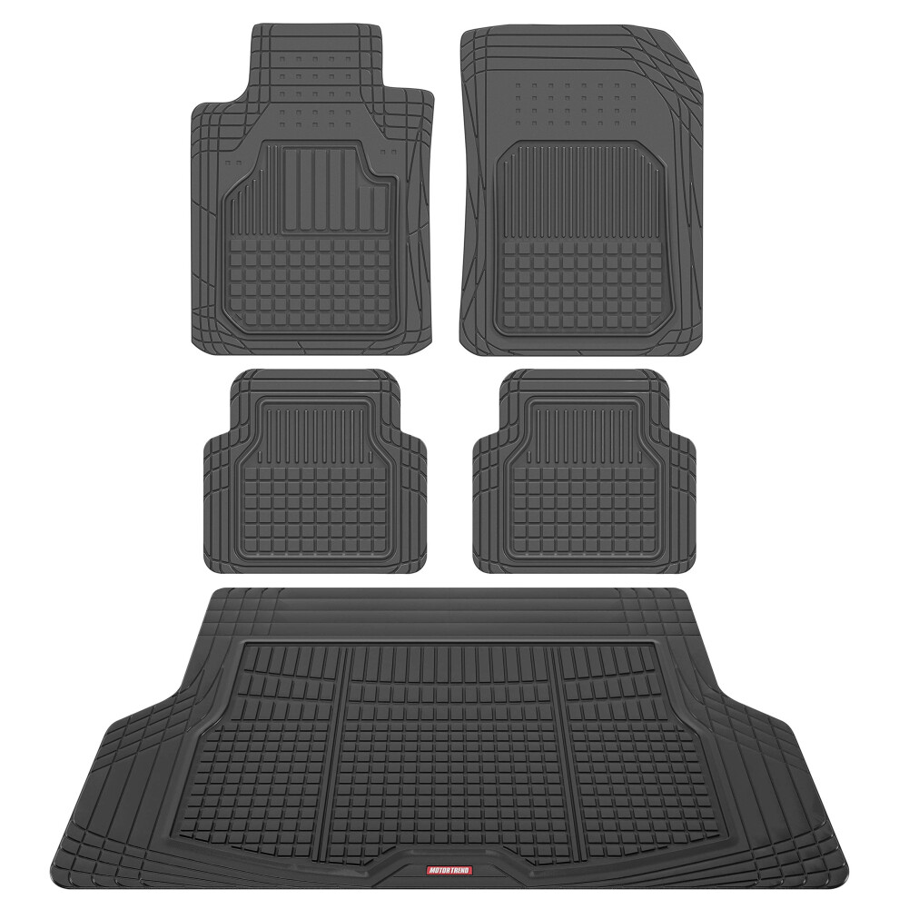 Motor Trend Flextough Rubber Car Floor Mats And Rear Cargo Trunk Liner Mat Full Set Trim-To-Fit Performance Heavy Duty Auto Suvs Trucks Cars Vans No 826942146985