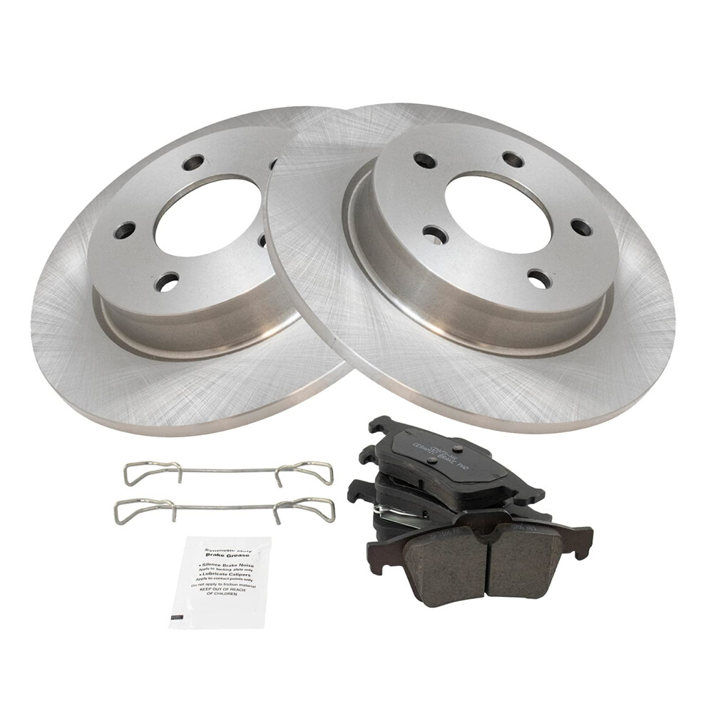Trq Rear Brake Pad & Rotor Kit Brake Pads Brake Rotor Ceramic Compatible With 2004-2005 Mazda 3 191213113592
