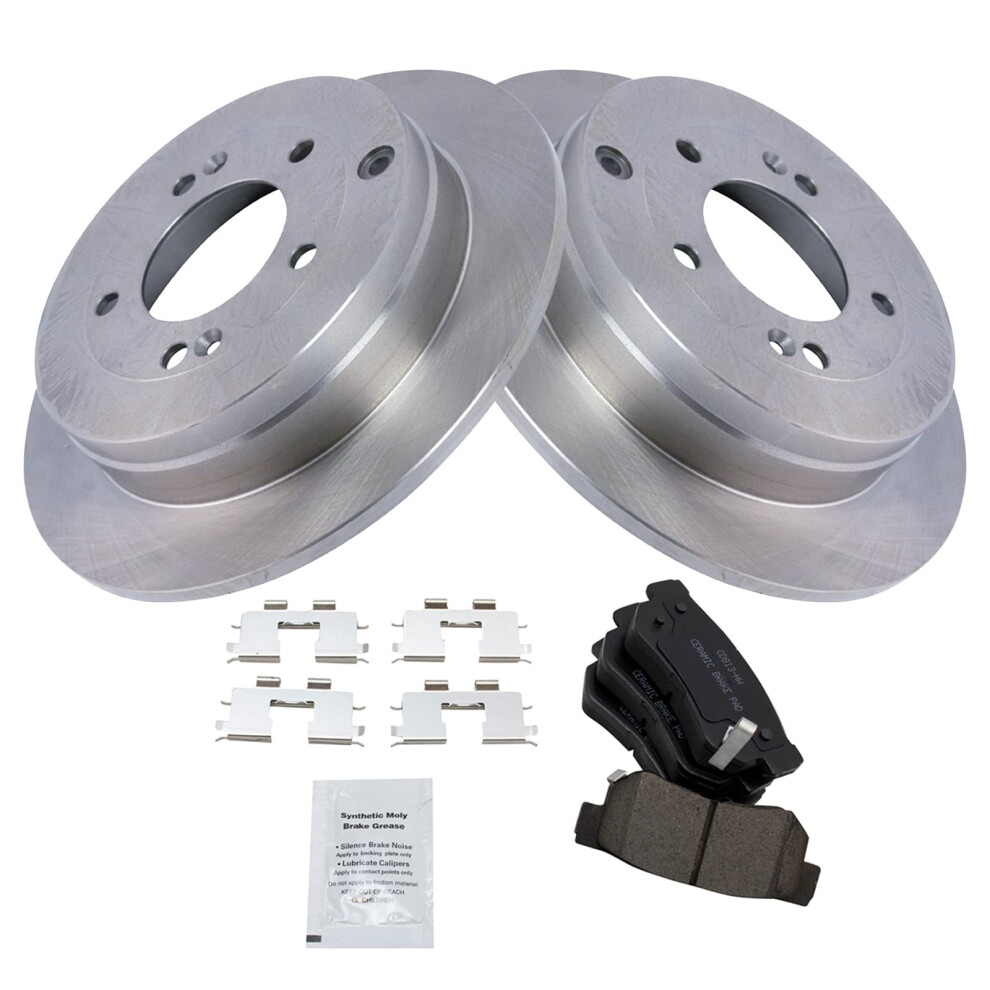 Trq Rear Brake Pad & Rotor Kit Brake Pads Brake Rotor Ceramic Compatible With 2006-2009 Hyundai Azera 191213109403