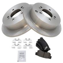 TRQ Rear Brake Pad & Rotor Kit Brake Pads Brake Rotor Ceramic Compatible with 2001-2006 Hyundai Santa Fe 2009 Tucson 2005-2010 Kia Sportage