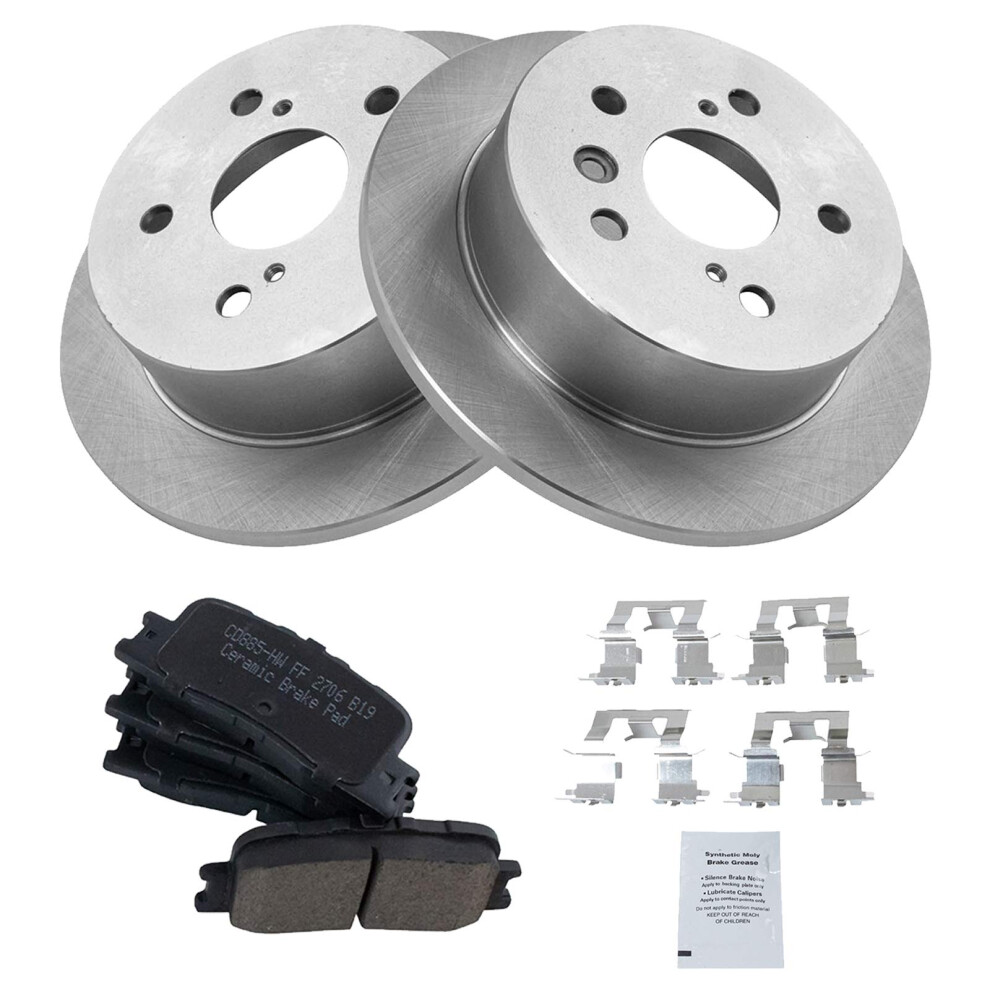 Trq Rear Brake Pad & Rotor Kit Brake Pads Brake Rotor Ceramic Compatible With 2002-2003 Lexus Es300 2004-2006 Es330 2002-2006 Toyota Camry 191213109199