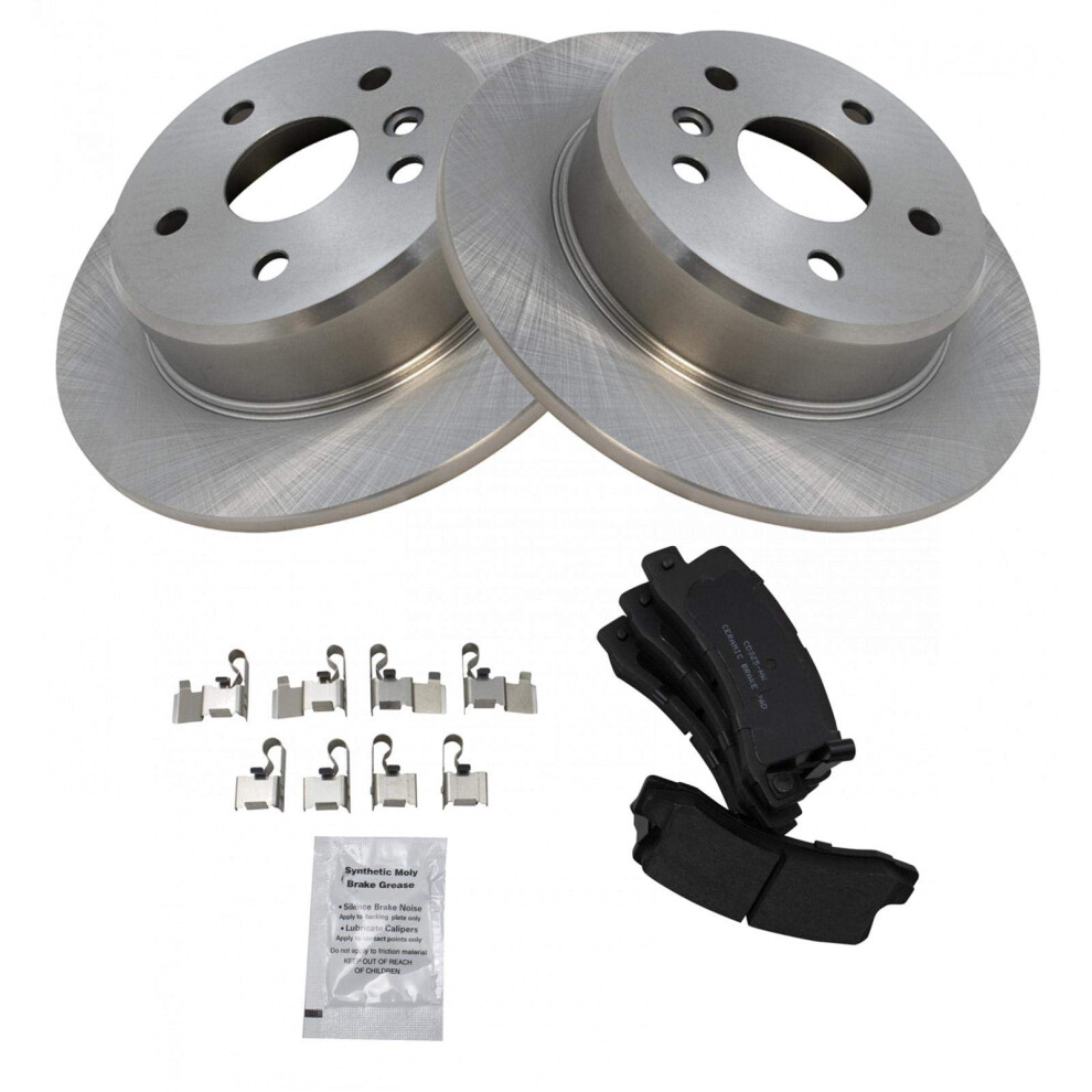 Trq Rear Brake Pad & Rotor Kit Brake Pads Brake Rotor Ceramic Compatible With 1999-2003 Lexus Rx300 191213108840
