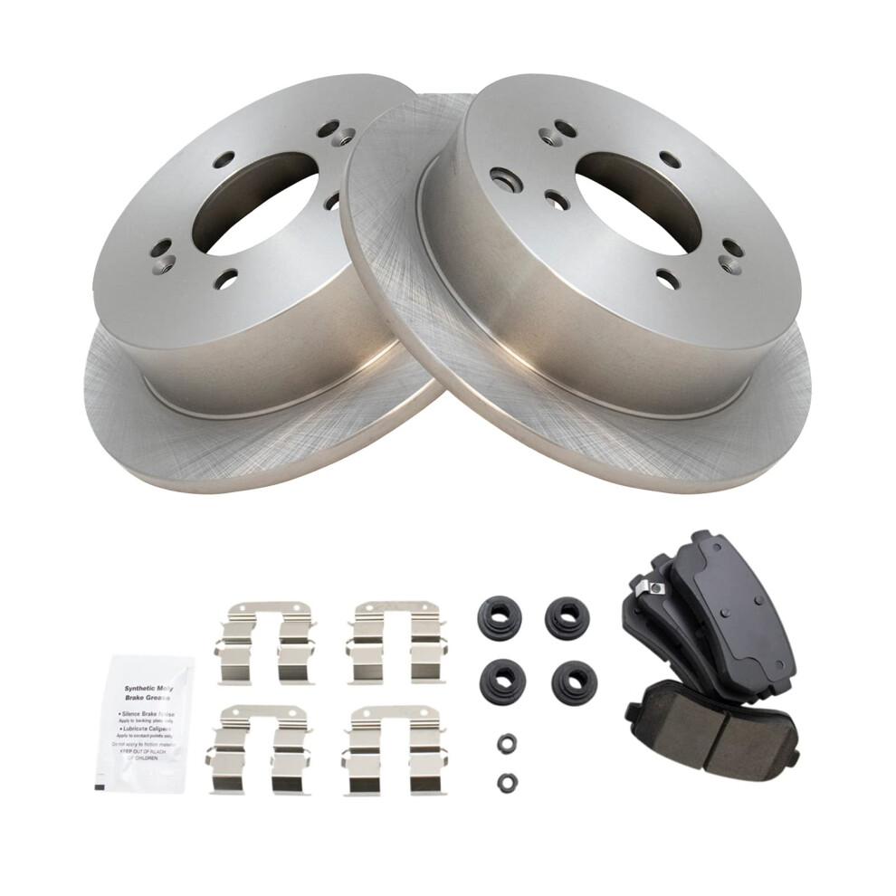Trq Rear Brake Pad & Rotor Kit Brake Pads Brake Rotor Ceramic Compatible With 2010-2015 Hyundai Tucson 2011-2016 Kia Sportage 191213110270