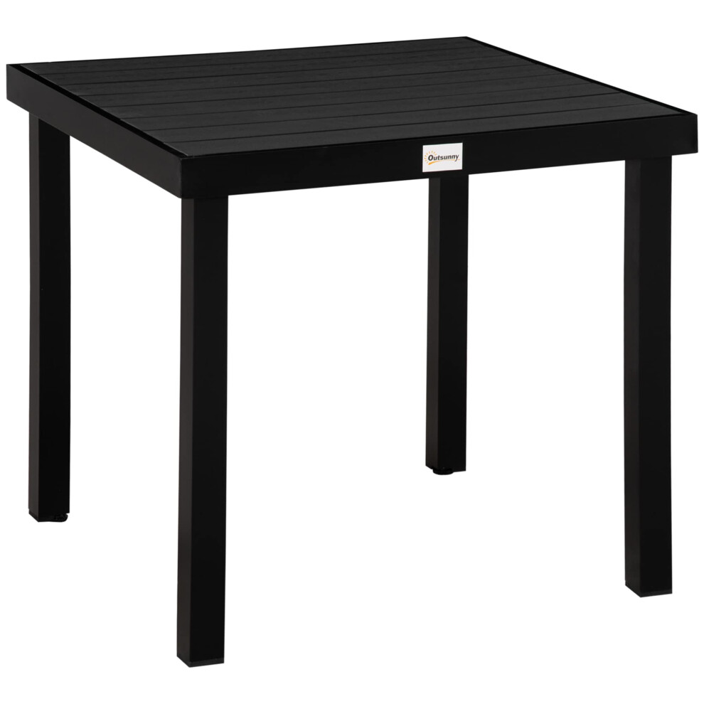 Outsunny Outdoor Jading Table Dla 4 -Osobowej Kwadratowy Stl Patio Aluminiowy Metalowe Nogi Do Ogrodowego Trawnika Na Patio Woodgrain Black-image