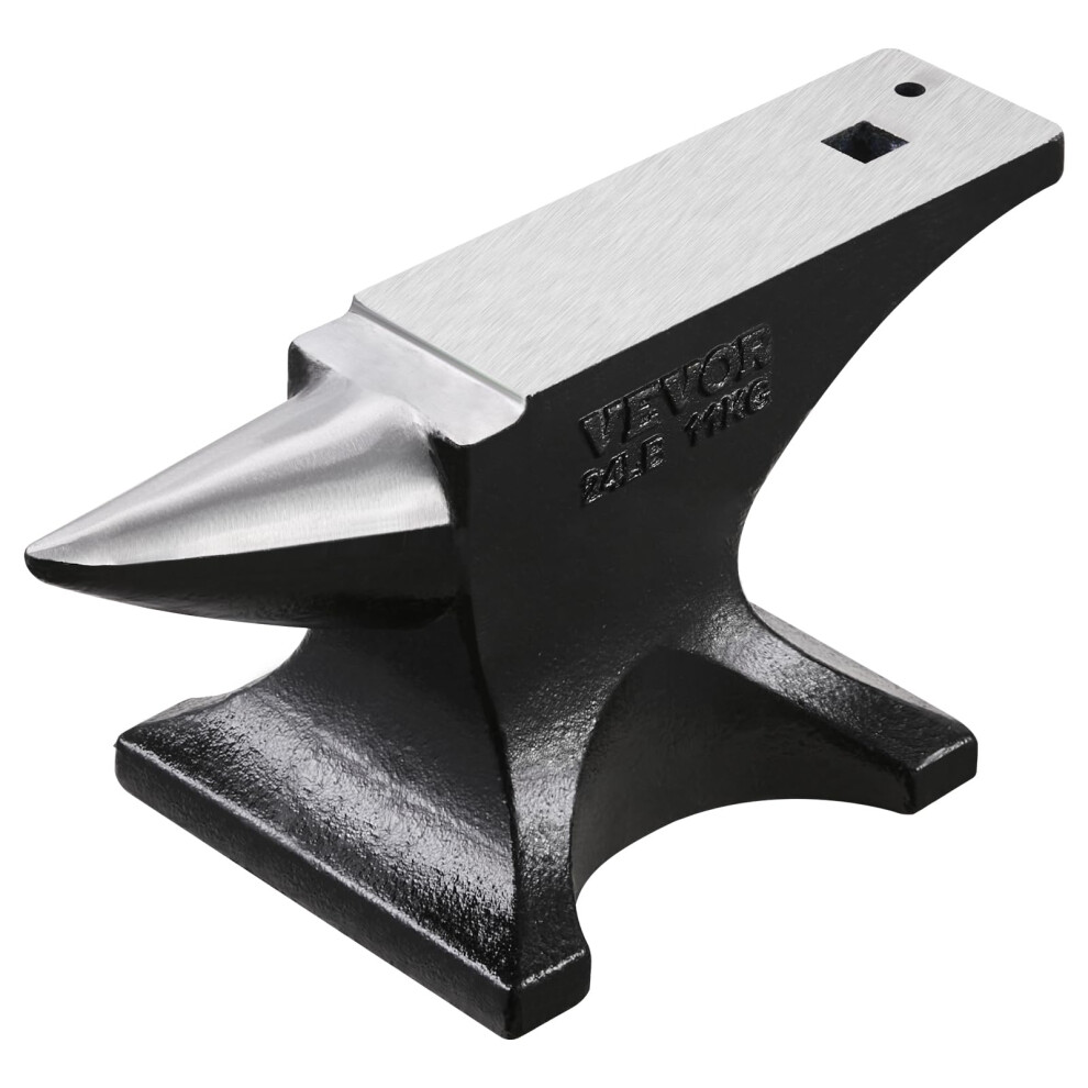 VEVOR Single Horn Anvil  25lbs Cast Steel Anvil  High Hardness Rugged Round Horn Anvil for Blacksmiths  with Stable Base  Metal Working Tool for Metal