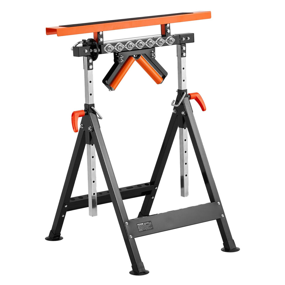 VEVOR 4-in-1 Stand 440 lb Load Capacity  33-50 in Adjustable Height  Folding Heavy Duty with Rack & Polished Multi-Directional Roller Head  for Table