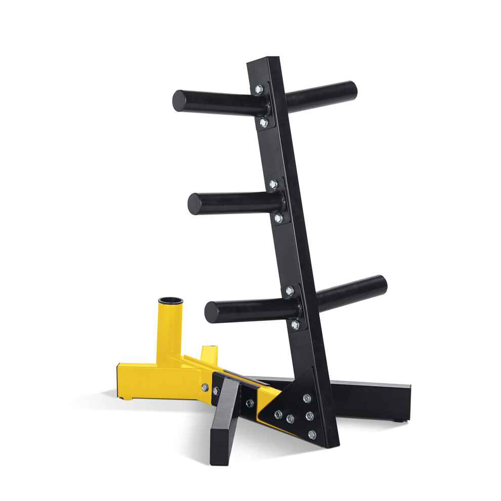 CAP Barbell Olympic Plate Tree Storage Rack for Weights and Bar Yellow