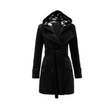 (Black, Tag L=US S) Overcoat Long Womens Jacket Warm Winter Outwear Hooded Parka Tops Coat Pea
