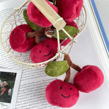 Whimsical Cherry Plush Keychain Soft Cotton Filling Perfect Gifts Couples For