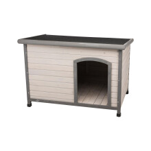 TRIXIE Natura Classic Dog House- Outdoor Dog House for Medium Dogs with Weatherproof Sealer & Hinged Roof Wooden Dog House with Adjustable Legs for M