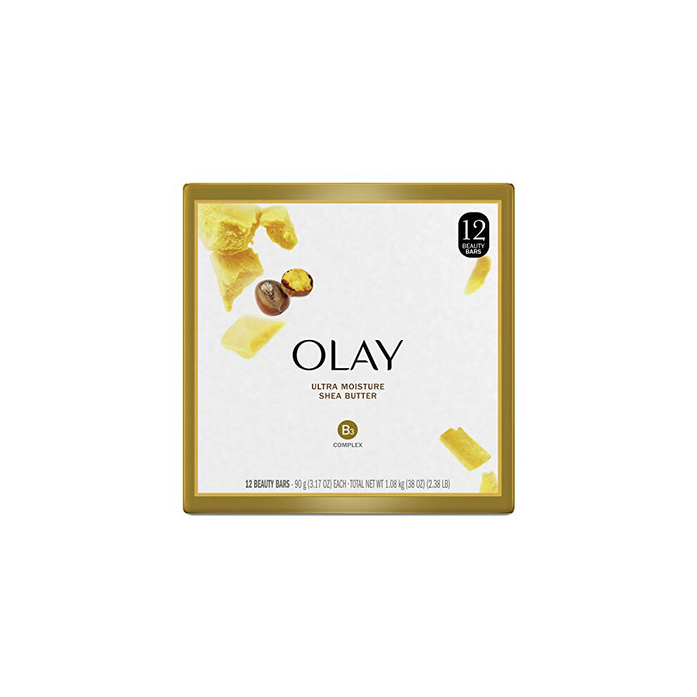Olay Moisture Outlast Ultra Moisture Shea Butter Beauty Bar with Vitamin B3 Complex  3.17 oz  (Pack of 12)