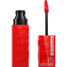 Maybelline Super Stay Vinyl Ink Longwear No-Budge vloeibare lipcolor make-up Hoog gepigmenteerde kleur en instant glans Red-Hot Fire Engine rode lipp