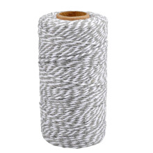 Gr och vit garn 100 m/328 fot bomullsbakare Twine Christmas String tung frpackningsstrng fr DIY -hantverk och presentfrpackning