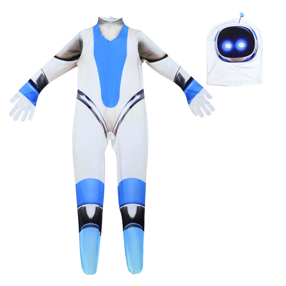 (Adult 190) Astro Bot Cosplay Costume Jumpsuit Kids Adult Halloween Stage Performance Gift Not,Specified