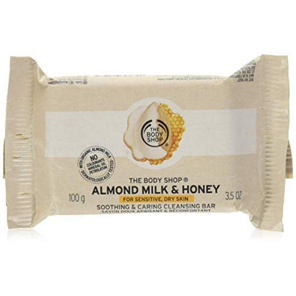 Jab N Limpiador En Barra The Body Shop Almond Milk & Honey Soap Bar Para Pieles Sensibles Y Secas, 3.5 Oz.-image