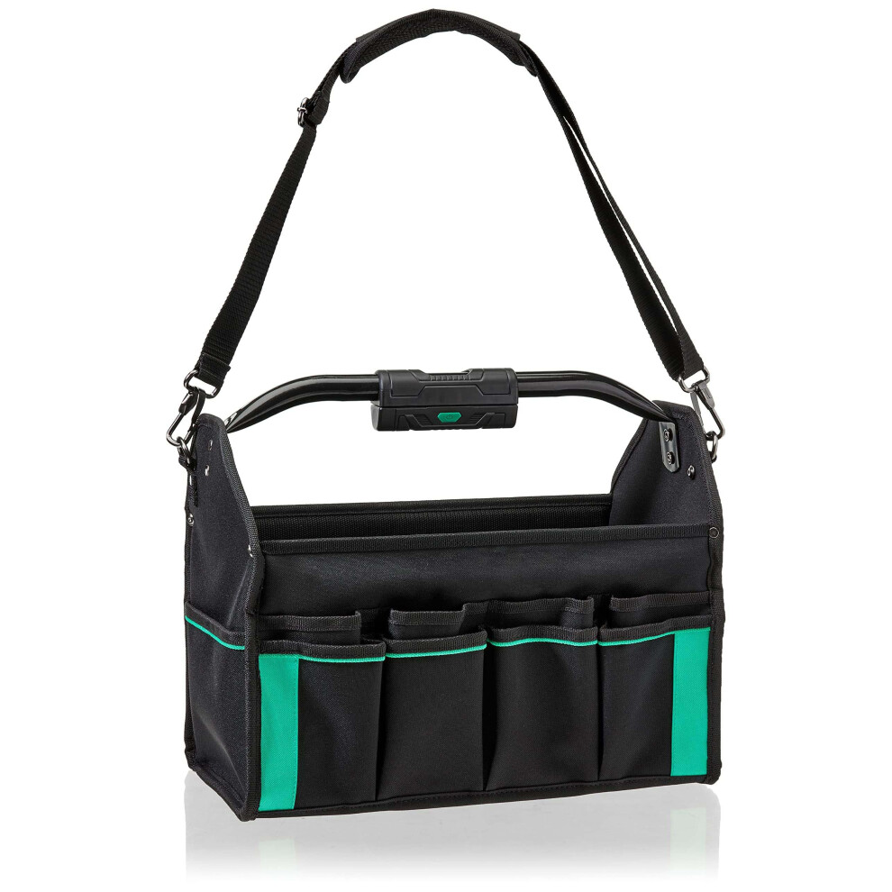 Amazon Basics Tool Tote  Lighted Bag  Black  30 Pockets (Previously Denali Brand)
