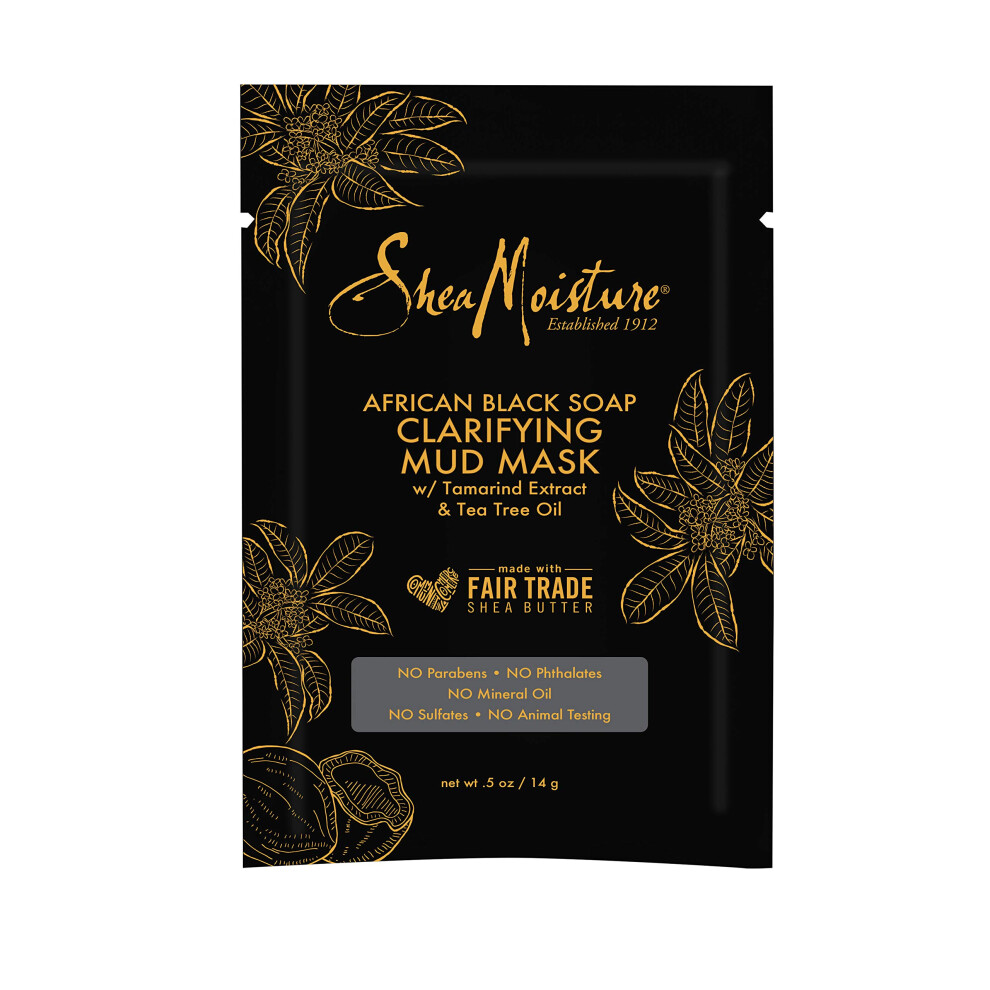 SheaMoisture Mud Mask Packette for Oily  Blemish-Prone Skin African Black Soap to Clarify Skin 0.5 oz