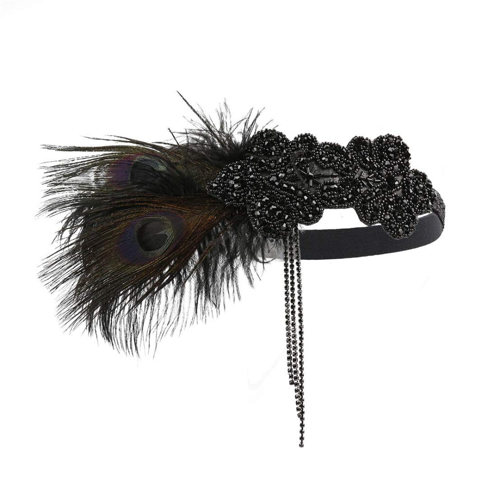 Accessoires ann  es 1920, serre-t  te Art d  co style ann  es 20, pour femme, pince    cheveux style Gatsby, 09 noir