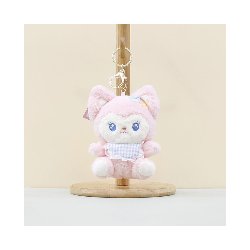 (Fox Blue Bib) Plush Adorable Cute Fox Pendant Toy Keychain Soft Stuffed Doll With Bib Yellow Blue-image-OPC-PGTCVRC-NEW