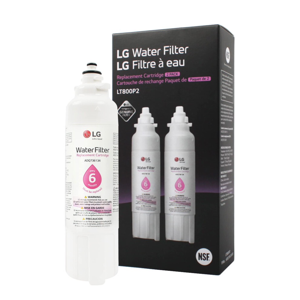 LG LT800P2 6-Month / 200 Gallon Refrigerator Replacement Water Filter  2 Count (Pack of 1)  White