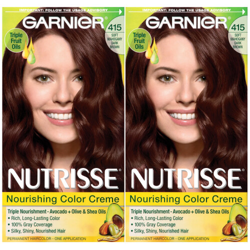 Garnier Χρώμα Μαλλιών Nutrisse, 415 Μαλακό Μαχόγκανι Σκούρο Καφέ, 2 Τεμάχια
