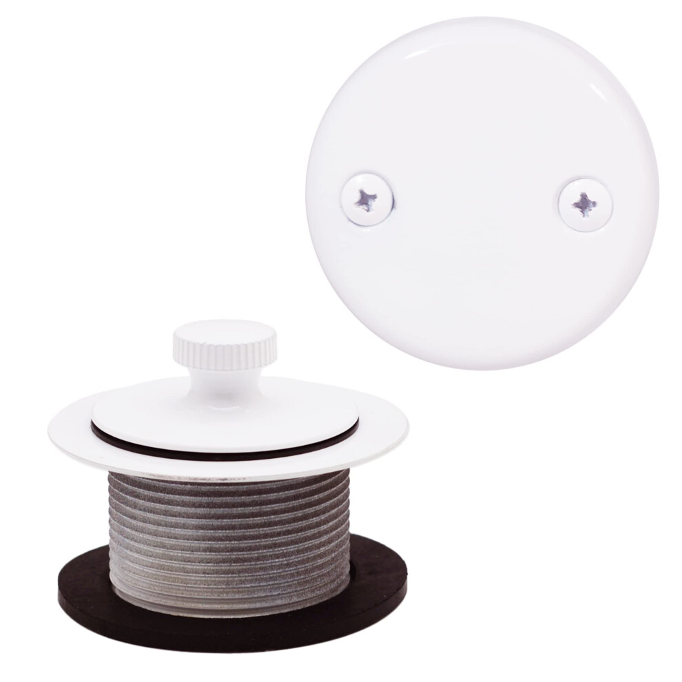 Westbrass Twist & Close Tub Trim Set with Two-Hole Overflow Faceplate  Powder Coat White  D94-2-50-image-OPC-PGTCVZM-NEW