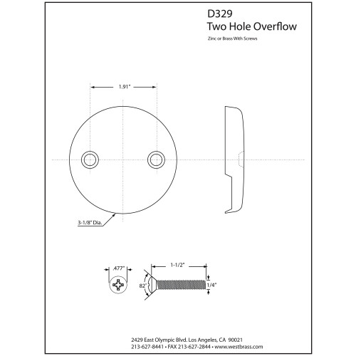 Westbrass R329-62 R329 Two-Hole Faceplate 1-Pack Matte Black 1