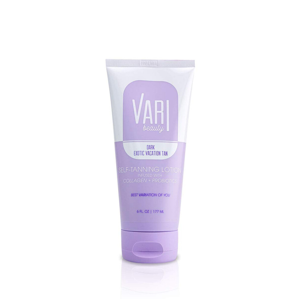 Vari Beauty Dark Self-Tanning Lotion (6 Fl Oz) with Collagen and Probiotics | Imparts an Exotic Vacation Tan | Quick Drying and Streak Free | Ultimate