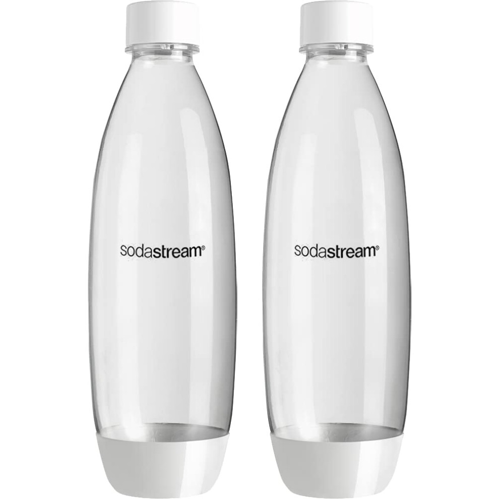 New Sodastream 1L Twin Pack Dishwasher Safe Slim Bottle (White) White 1741261010