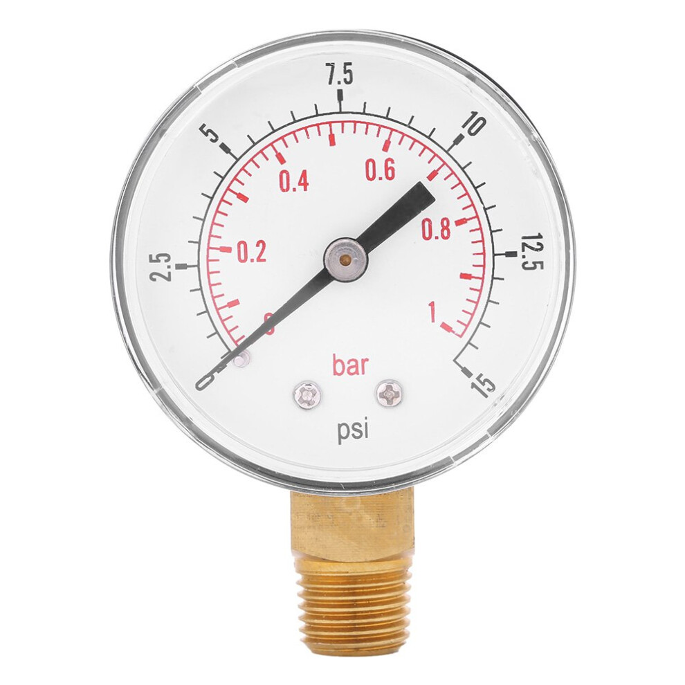 Lagedrukmeter Voor Brandstof, Lucht, Olie, Water, 0-15 Psi/0-1 Bar, 1/4"" Bspt, Bodemmontage, Oliedrukmeter-image