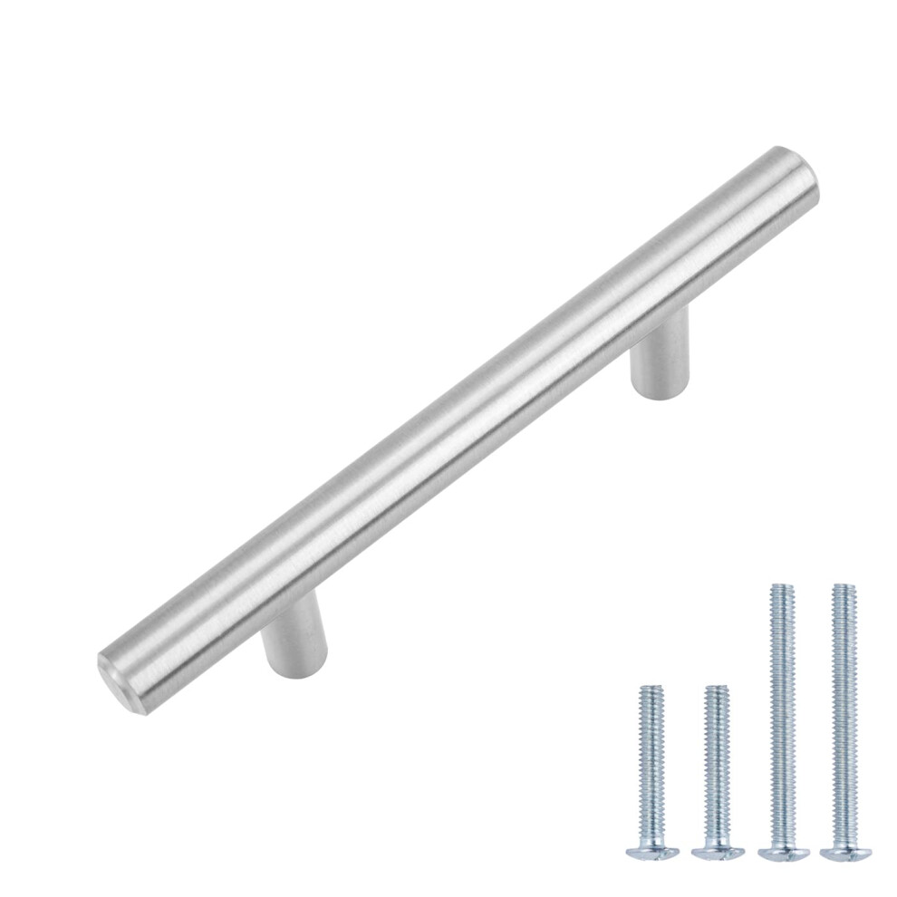 Amazon Basics Euro Bar Cabinet Handle (1/2-inch Diameter)  5.38-inch Length (3-inch Hole Center)  Satin Nickel  25-Pack-image-OPC-PGTCY9V-NEW