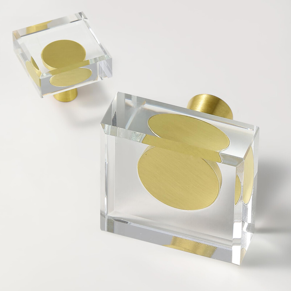 Ceymio Gold Crystal Kitchen Cabinet Knobs 4 Pack Dresser Knob Brushed Cabinets Handles Pulls Glass Closet Drawer Drawers Cupboard Square Hardware Satin Brass