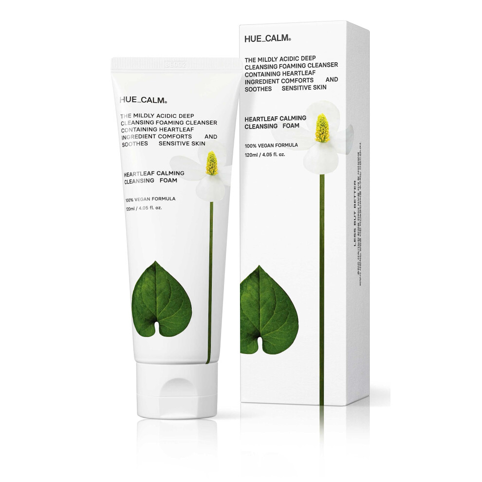 Huecalm Heartleaf Calming Cleansing Foam 4.05 Fl. Oz Daily Mild Face Wash For Sensitive Skin Vegan Korean Skincare