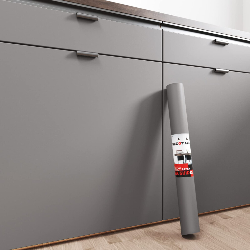 Decotalk Grey Wallpaper Peel And Stick Self Adhesive Wallpaper Removable Gray Contact Paper For Cabinets Waterproof Thick Grey Contact Paper Self-Adh 016071778649