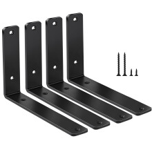 4 csomag - L 8"""" x H 6"""" x 1,5 5 mm vastag fekete L polctart Lebego polctartk Polctartk csavarokkal